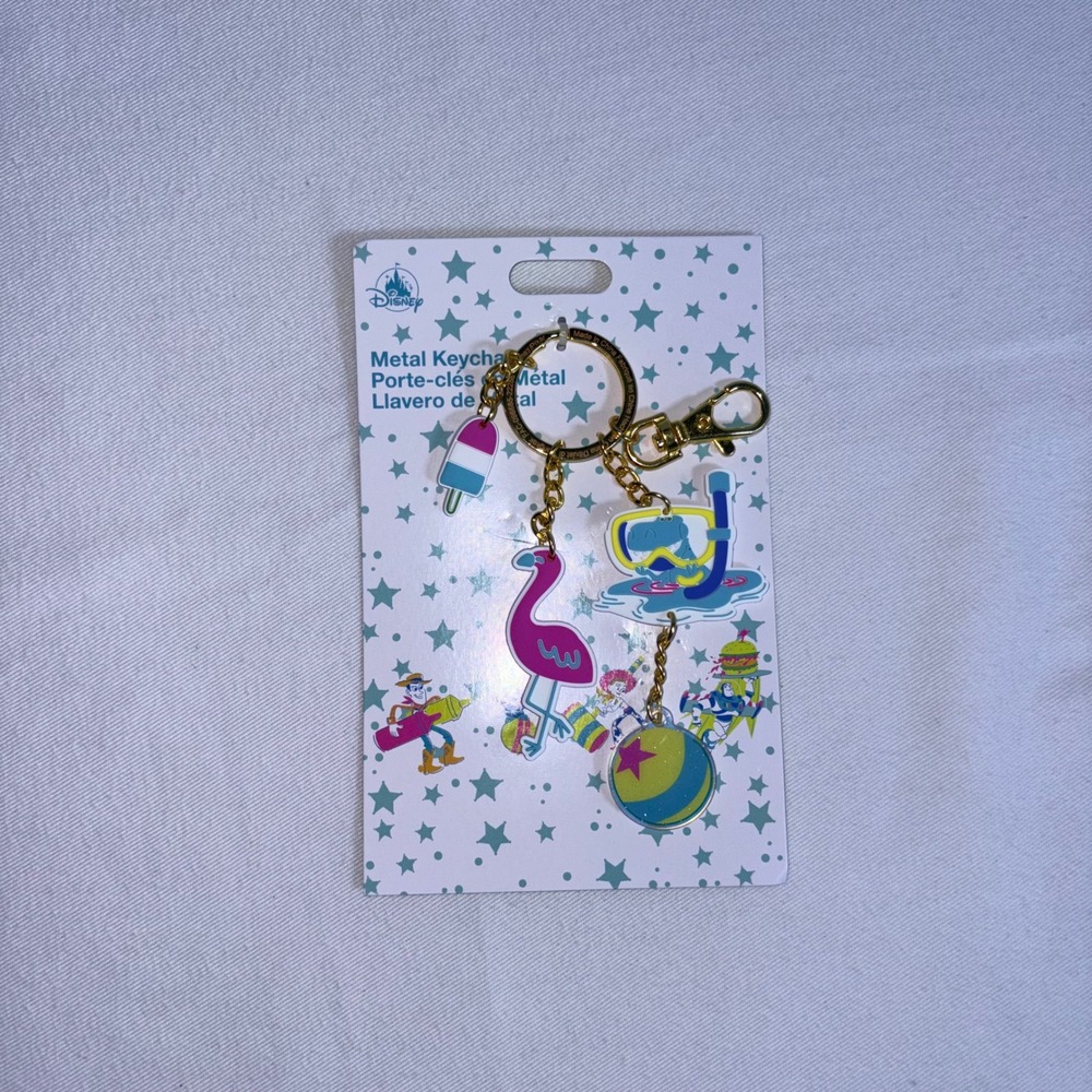 Disney Toy Story Keychain OS Teal NEW Pixar Rex Flamingo Luxo Ball Charms